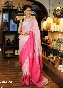 pure linen sarees