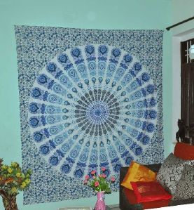 Turquoise Blue Cotton Wall Hanging Tapestry