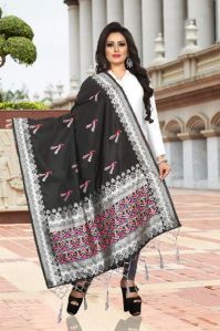 Silver Peacock Rapier Jacquard Dupatta