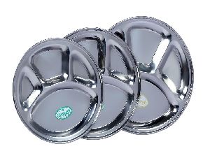 Stainless Steel Round Compartment Plate