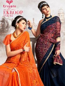 TRIVENI EKROOP VOL 2 SMALL BORDER FANCY SAREE