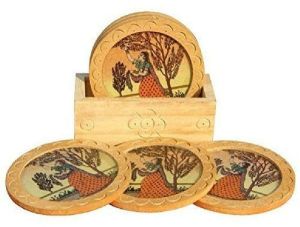 Wooden Round Coaster Set