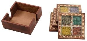 Wooden Square Coaster Set