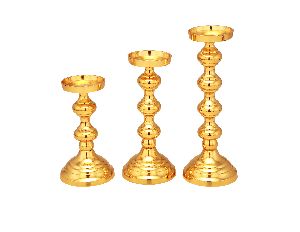 3pc set Shiny Gold Pillar Candle Stand