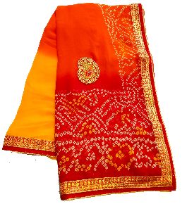 Womens Georgette Rajasthani Bandhani fancy border Saree