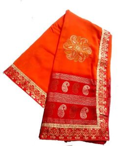 Womens Georgette Rajasthani Bandhani fancy border Saree