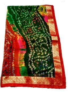 Womens Georgette fancy border Rajasthani Bandhani Saree