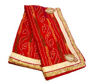 Womens Georgette fancy border Rajasthani Bandhani Saree