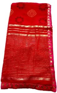 Womens Georgette fancy border Rajasthani Bandhani Saree