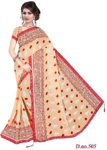 Womens Georgette fancy border Rajasthani Bandhani Saree