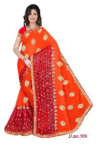 Womens Georgette Rajasthani Bandhani fancy border Saree