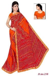 Womens Georgette Rajasthani Bandhani fancy border Saree