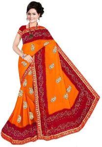 Womens Georgette Rajasthani Bandhani fancy border Saree