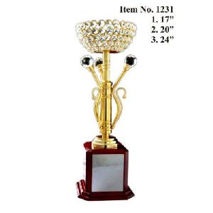 Wooden Base Metal Stone Trophy