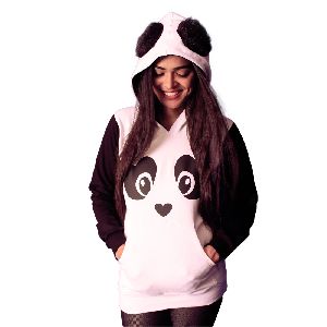 Panda Hoodie Cotton All Season Wear with Fur Ears.