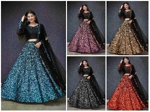 Velvet Sequence Work Lehenga Choli