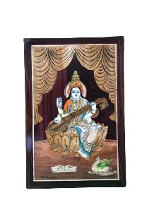 Wooden Lord Saraswati Wall Hanging