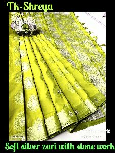 SOFT TUSSER SILK SILVER ZARI SAREES