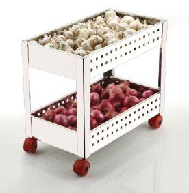 2 Layer Stainless Steel Perforated Vegetable Trolley