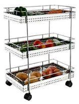 3 layers perforated steel kitchen trolley