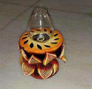 Lotus Shape with Glass Cover Handmade Lamp Diya