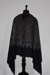 Jamma Embroidered Black Pashmina Shawl