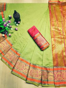 JMV DESIGNER STUDIO PRESENT BY SPUN COTTON CHIT PALLU SAREE