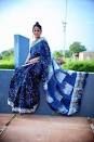 Indigo Dabu Print Saree