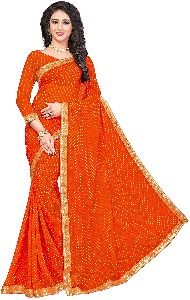 women's georgette Rajasthani Leheriya Saree(MOTHUDA,)