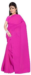 Blouse piece women solid georgette plain saree