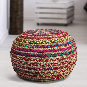 Round Chindi Pouf