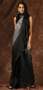 Black & Grey Satin Saree