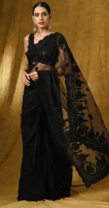 Black Net Saree