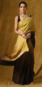 Gold & Brown Satin Saree