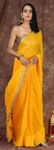 Yellow Chiffon Saree