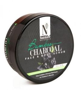 NutriGlow Naturals Bamboo Charcoal Face & Body Scrub 200gm