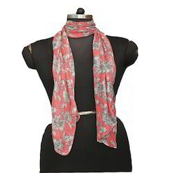 Pink Floral Polyester Stole