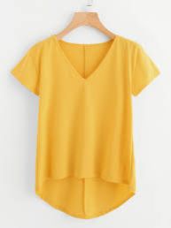 Women Yellow Plain Tops