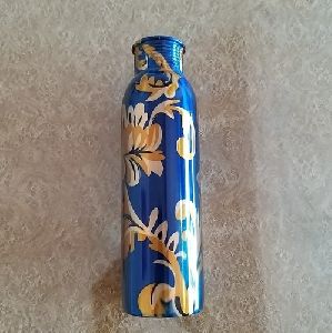 Flower Printed Copper Water Bottle