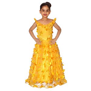 Girls Cotton Dress Yellow