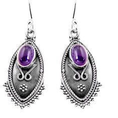 4.22cts natural purple amethyst 925 sterling silver dangle earrings p92742