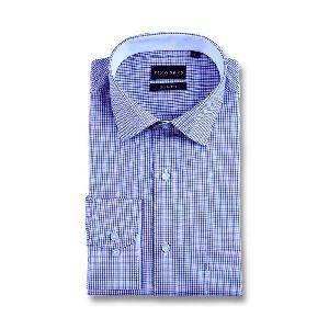 Blue Fine Twill Checks Yarn Dyed Shirt