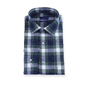 Olive Green Bold Twill Checks Twill Yarn Dyed Shirt