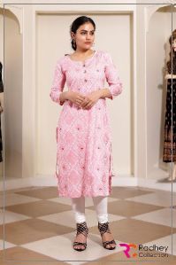 PINK STRAIGHT DESIGNER KURTI