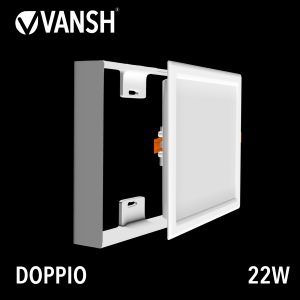 22W Square Shape Doppio Recessed Cum Surface Panel