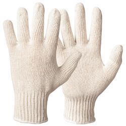 white cotton knitted hand gloves
