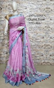 Linen Digital Print Saree