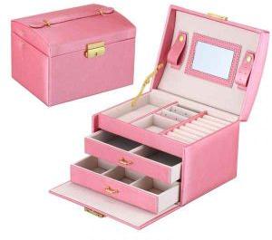 Pink Faux Leather Jewellery Box