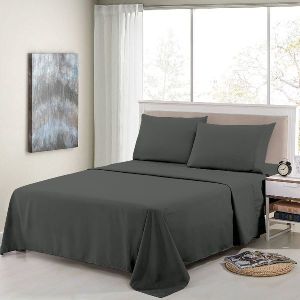 Bird Linen Charcoal Grey Plain 180TC Bedsheets