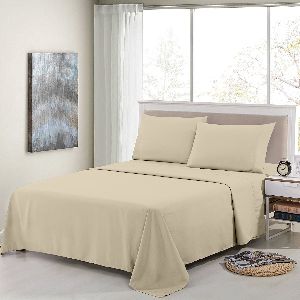 Bird Linen Light Beige Plain 180TC Bedsheets